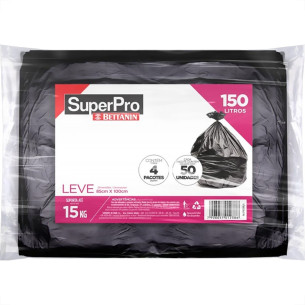 Saco Lixo Superpro 150L - 85X100Cm Preto Com 50 Pecas