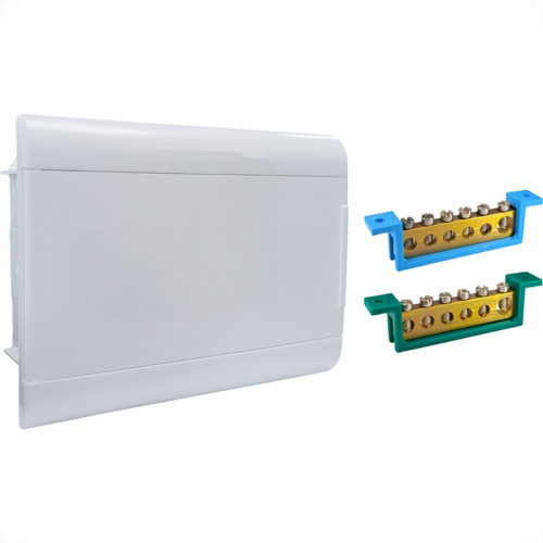 Centrinho Steck Pvc Embutir Branco Para 12 Disjuntores Din Com Barramento Centrinho Steck Pvc Embutir Branco Para 12 Disjuntores Din Com Barramento