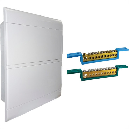 Centrinho Steck Pvc Embutir Branco Para 24 Disjuntores Din Com Barramento Centrinho Steck Pvc Embutir Branco Para 24 Disjuntores Din Com Barramento
