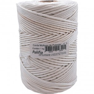 Corda Poliester Polifio Multiuso Branca 3Mm - 1Kg - 200M