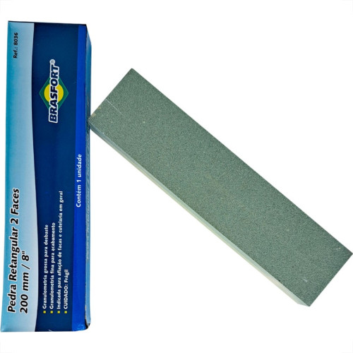Pedra Afiar Retangular Dupla Face Brasfort 8'' - 8036 Pedra Afiar Retangular Dupla Face Brasfort 8'' - 8036