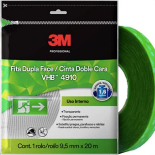 Fita Dupla Face 3M Vhb 4910 9,5Mm X 20M Transparente Interna Fixacao Permanente