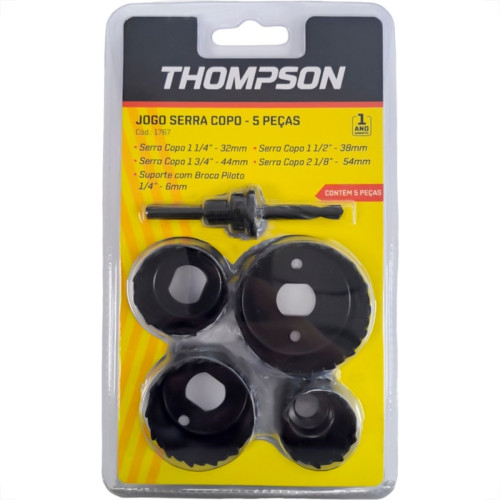 Serra Copo Jogo Thompson Aco Carbono 32 A 54Mm Com 5 Pecas - 1767 Serra Copo Jogo Thompson Aco Carbono 32 A 54Mm Com 5 Pecas - 1767