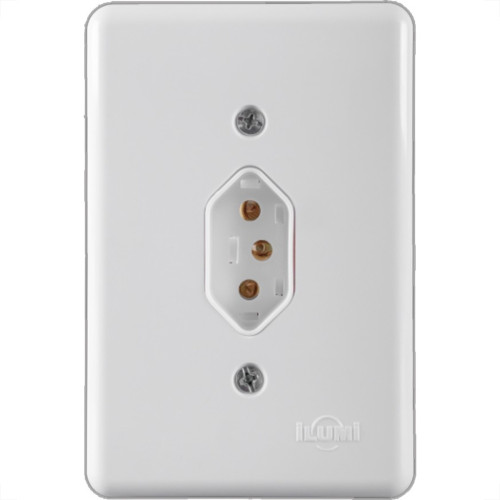 Conjunto Ilumi Stylus Branco Com Placa 1 Tomada 2P+T. 10A. - 20140 Conjunto Ilumi Stylus Branco Com Placa 1 Tomada 2P+T. 10A. - 20140