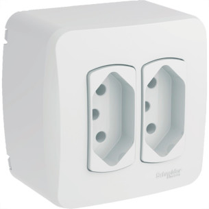 Sistema Box Schneider Dexson-Miluz Branco 2 Tomadas 2P+T. 10A. - S3B66440