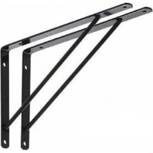 Suporte Prateleira Mao Francesa Overtime Reforcado 25Cm Preto - Kit C/12 Pecas Suporte Prateleira Mao Francesa Overtime Reforcado 25Cm Preto - Kit C/12 Pecas