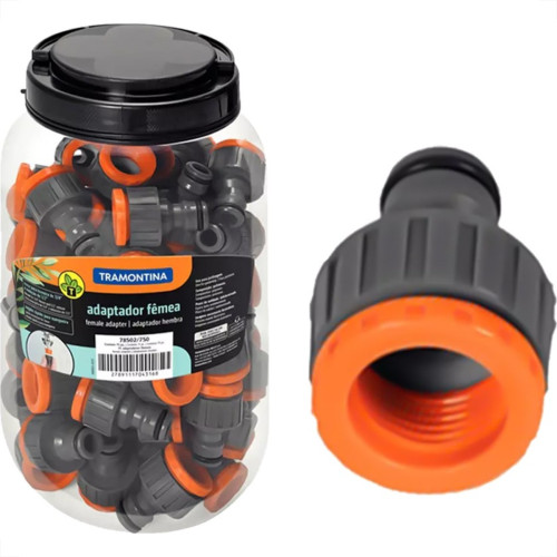Adaptador Femea Para Mangueira Engate Rapido Tramontina 3/4'' X 1/2'' Pote Com 75 Pecas - 78502/750 Adaptador Femea Para Mangueira Engate Rapido Tramontina 3/4'' X 1/2'' Pote Com 75 Pecas - 78502/750