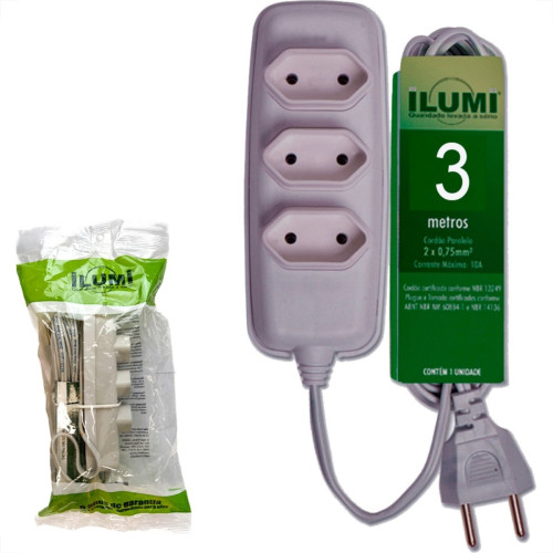 Extensao Ilumi Paralela 2 Polos 0,75Mm Cinza - 3M - 1691/1791 Extensao Ilumi Paralela 2 Polos 0,75Mm Cinza - 3M - 1691/1791