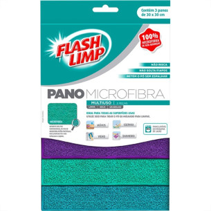 Pano Multiuso Flash Limp Microfibra Color Com 3 Pecas - Flp6742