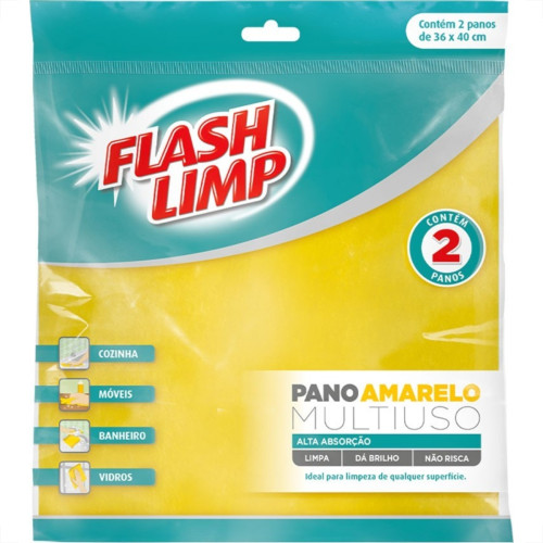 Pano Multiuso Flash Limp Amarelo Com 2 Pecas - Flp4540 Pano Multiuso Flash Limp Amarelo Com 2 Pecas - Flp4540