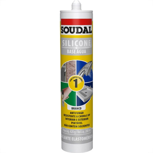 Silicone Soudal Branco Base Agua 420G/280Ml Silicone Soudal Branco Base Agua 420G/280Ml