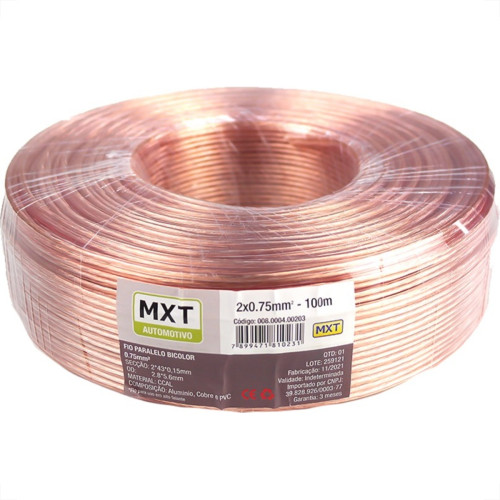 Fio Bicolor Para Som Cristal Mxt 2X0,75 Fio Bicolor Para Som Cristal Mxt 2X0,75