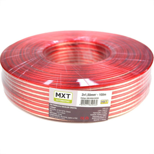 Fio Bicolor Para Som Cristal Mxt 2X1,50 Fio Bicolor Para Som Cristal Mxt 2X1,50