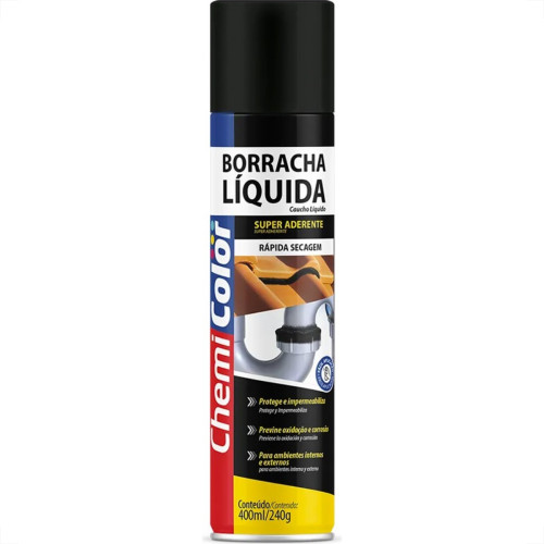 Borracha Liquida Spray Impermeabilizante Chemicolor Preta 400Ml/240G.