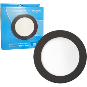 Plafon Led Embutir Elgin Redondo 18W. 1440Lm. 6500K. Bivolt Preto