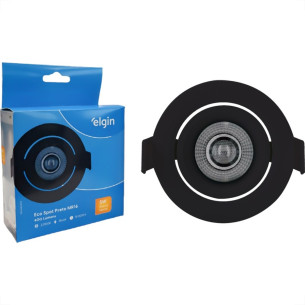 Spot Com Lampada Dicroica Led Elgin 5W. Redondo Ip20 Mr16 Movel Preto Bivolt 400Lm 3000K.