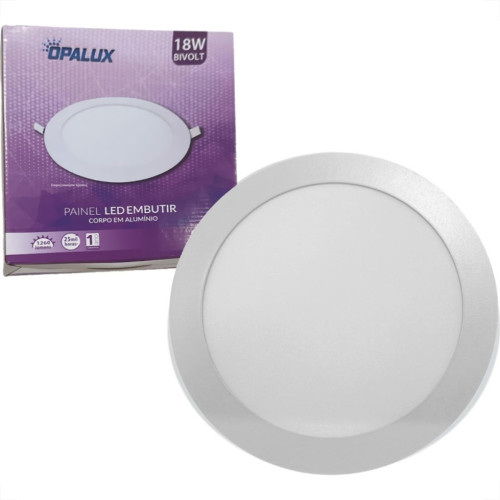 Plafon Led Embutir Opalux Redondo 18W. 1260Lm. 6500K. Bivolt Branco Plafon Led Embutir Opalux Redondo 18W. 1260Lm. 6500K. Bivolt Branco