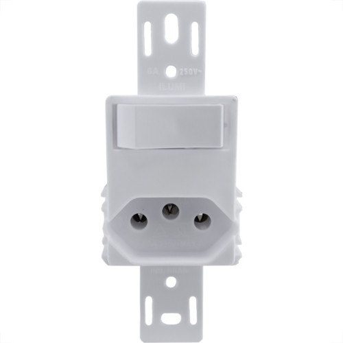 Conjunto Ilumi Stylus Branco Sem Placa 1 Simples + Tomada 2P+T. 10A. - 20200/0 Conjunto Ilumi Stylus Branco Sem Placa 1 Simples + Tomada 2P+T. 10A. - 20200/0