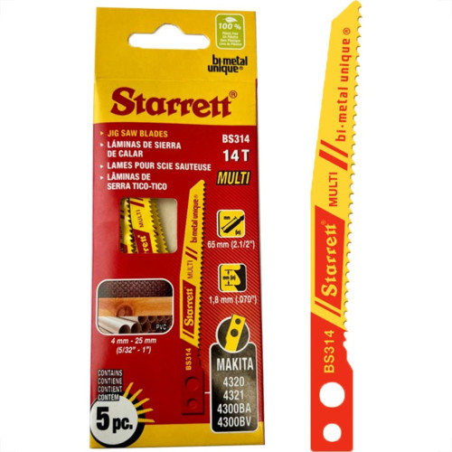 Serra Tico-Tico Lamina Starrett Multi Bi-Metal Com 5 Pecas Makita Bs314 - 65Mm - 14T