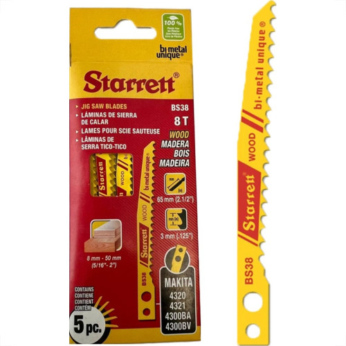 Serra Tico-Tico Lamina Starrett Madeira Bi-Metal Com 5 Pecas Makita Bs38 - 65Mm - 8 T Serra Tico-Tico Lamina Starrett Madeira Bi-Metal Com 5 Pecas Makita Bs38 - 65Mm - 8 T