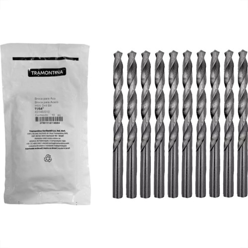 Broca Aco Rapido Tramontina Master 11/64'' - Pacote Com 10 Pecas - 43146/010 - Kit C/10 Pecas Broca Aco Rapido Tramontina Master 11/64'' - Pacote Com 10 Pecas - 43146/010 - Kit C/10 Pecas