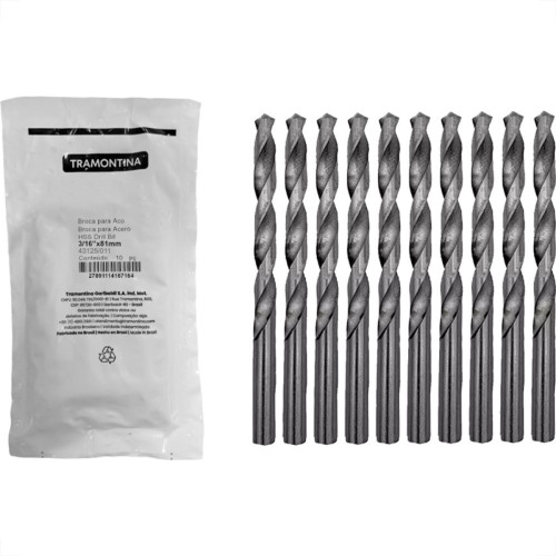 Broca Aco Rapido Tramontina Basic 3/16'' Pacote Com 10 Pecas - 43125/011 - Kit C/10 Pecas Broca Aco Rapido Tramontina Basic 3/16'' Pacote Com 10 Pecas - 43125/011 - Kit C/10 Pecas