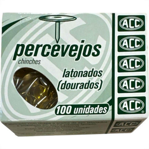 Percevejo Latonado Acc - Caixa Com 100 Pecas - Kit C/10 Caixas Percevejo Latonado Acc - Caixa Com 100 Pecas - Kit C/10 Caixas