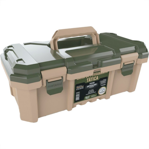 Caixa De Ferramentas Plastica Metasul 18,3'' Verde/Bege Tatica Com Bandeja Caixa De Ferramentas Plastica Metasul 18,3'' Verde/Bege Tatica Com Bandeja