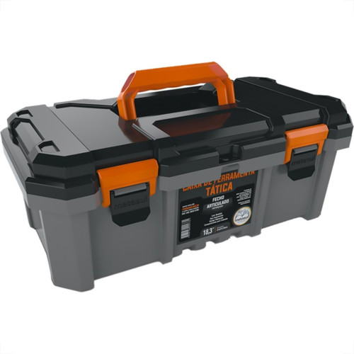 Caixa De Ferramentas Plastica Metasul 18,3'' Cinza/Preta Tatica Com Bandeja Caixa De Ferramentas Plastica Metasul 18,3'' Cinza/Preta Tatica Com Bandeja