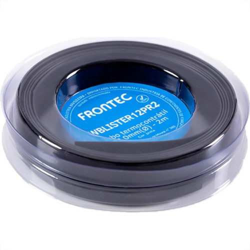 Tubo Termocontratil 12Mm Preto Pacote Com 2 Metros - Wblister 12,0Pr2