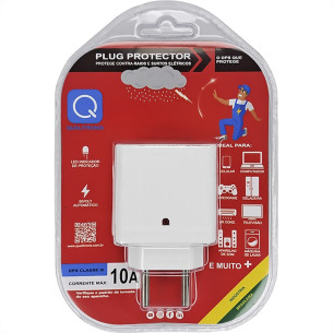 Plug Protetor De Tensao Qualitronix 2 Polos 10A. Branco - Qpp01B