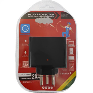 Plug Protetor De Tensao Qualitronix 2 Polos + Terra 20A. Preto