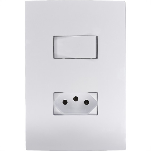 Conjunto Ilumi I9-Inove Branco Com Placa 1 Simples + Tomada 2P+T. 10A. - 94200 Conjunto Ilumi I9-Inove Branco Com Placa 1 Simples + Tomada 2P+T. 10A. - 94200