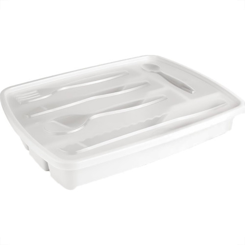 Porta Talheres Plastico Com Tampa Plasutil 5 Divisºrias Branco - 3839 Porta Talheres Plastico Com Tampa Plasutil 5 Divisºrias Branco - 3839