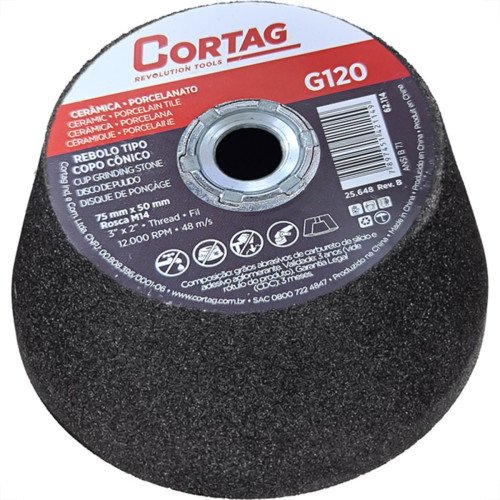 Rebolo Cortag Conico 75Mm X 50Mm Rosca M14 - G-120 - 62114 Rebolo Cortag Conico 75Mm X 50Mm Rosca M14 - G-120 - 62114