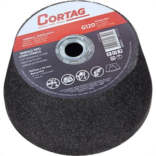 Rebolo Cortag Conico 100Mm X 50Mm Rosca M14 G-120 - 61750 Rebolo Cortag Conico 100Mm X 50Mm Rosca M14 G-120 - 61750