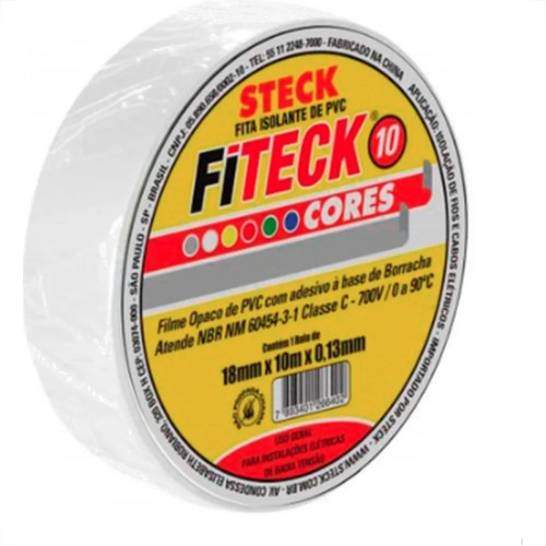 Fita Isolante Steck 10M Branca - Sft1310Br - Kit C/10 Pecas Fita Isolante Steck 10M Branca - Sft1310Br - Kit C/10 Pecas