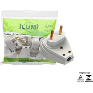 Pino Prensa Cabo Ilumi 2 Polos 20A. Gigante Branco 1438Pct - Kit C/10 Pecas