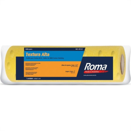 Rolo De Espuma Roma Textura Alta 23Cm Sem Cabo - 432 23 Rolo De Espuma Roma Textura Alta 23Cm Sem Cabo - 432 23