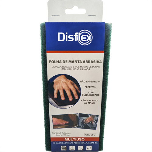 Folha Abrasiva Disflex Grossa 225X110Mm Verde - Pacote Com 3 Folhas - 39001 Folha Abrasiva Disflex Grossa 225X110Mm Verde - Pacote Com 3 Folhas - 39001