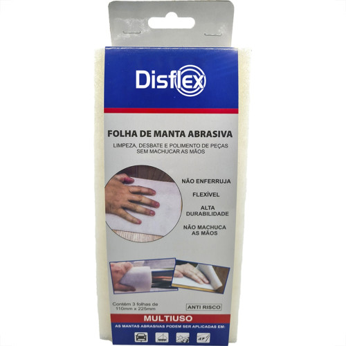 Folha Abrasiva Disflex Fina 225X110Mm Anti-Risco Branca - Pacote Com 3 Folhas - 39010 Folha Abrasiva Disflex Fina 225X110Mm Anti-Risco Branca - Pacote Com 3 Folhas - 39010