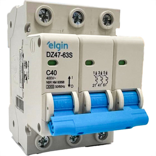 Disjuntor Elgin ''Din'' Tripolar Dz47-63S - 40A. Disjuntor Elgin ''Din'' Tripolar Dz47-63S - 40A.