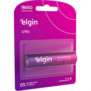 Pilha Elgin Bateria 3,7V. Litio Cromado 2600 18650 Com 1 Peca