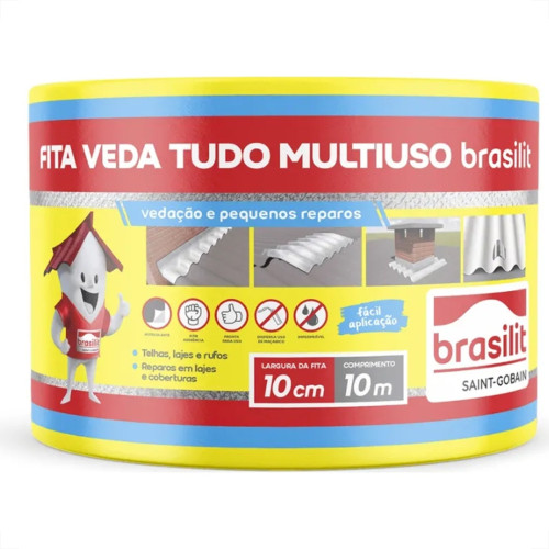 Fita Multiuso Brasilit Veda Tudo Aluminio 10Cm X 10M Fita Multiuso Brasilit Veda Tudo Aluminio 10Cm X 10M
