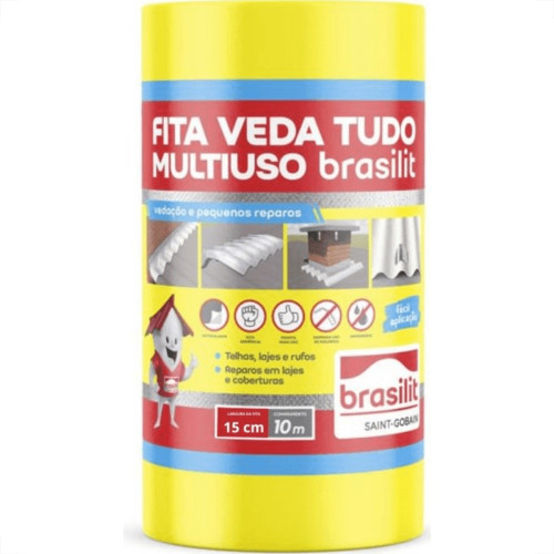 Fita Multiuso Brasilit Veda Tudo Aluminio 15Cm X 10M Fita Multiuso Brasilit Veda Tudo Aluminio 15Cm X 10M