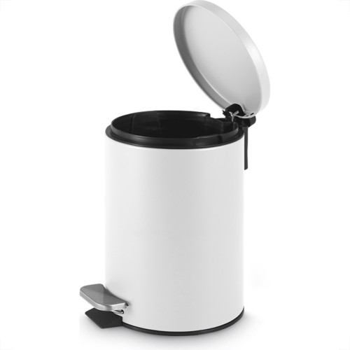 Lixeira Com Pedal Redonda Powermaid Matte 3 Litros Branca
