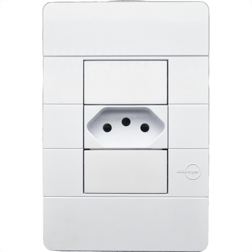 Conjunto Dicompel Ritz 1 Tomada Horizontal 2P+T. 20A. Branco - Rzb-2000/30 Conjunto Dicompel Ritz 1 Tomada Horizontal 2P+T. 20A. Branco - Rzb-2000/30