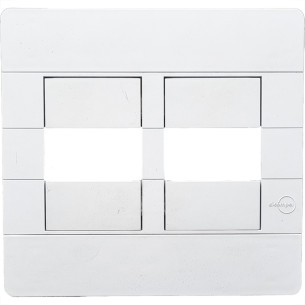 Placa Conjunto Dicompel Ritz Branca 4X4 - 2 Modulos Horizontais + Suporte - Rzb-2300/41