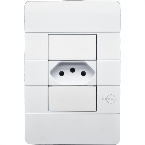 Conjunto Dicompel Ritz 1 Tomada Horizontal 2P+T. 10A. Branco - Rzb-2000/29 Conjunto Dicompel Ritz 1 Tomada Horizontal 2P+T. 10A. Branco - Rzb-2000/29