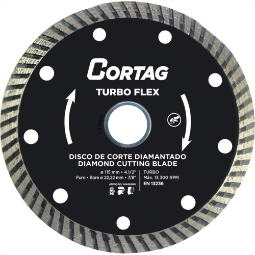 Disco Diamantado Cortag Turbo Flex 115Mm X 22,2Mm Para Esmerilhadeira - 61549 Disco Diamantado Cortag Turbo Flex 115Mm X 22,2Mm Para Esmerilhadeira - 61549